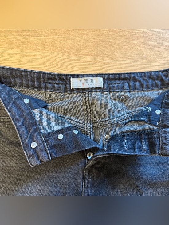 We The Free Dresses & Skirts - We The Free Washed Black Snap-Front Denim Skirt